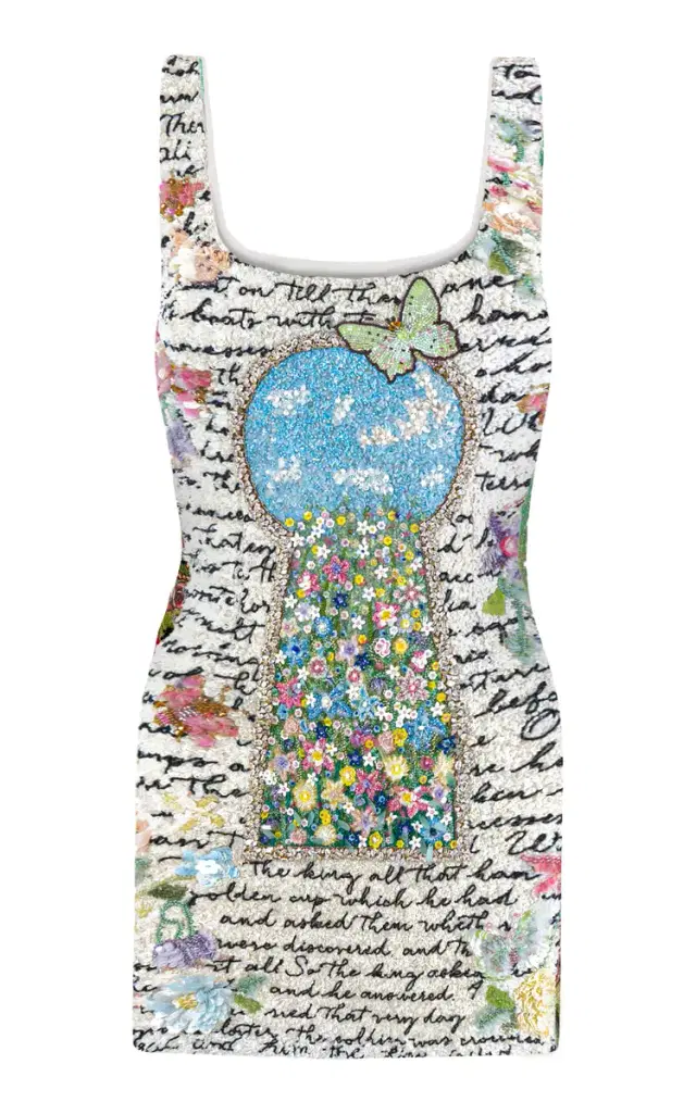 La Fuori Aurete Enchanted Garden Embroidered Tulle Mini Dress
