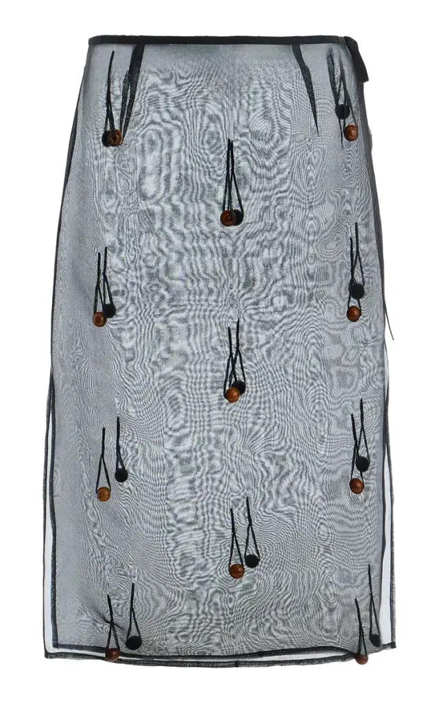 Exclusive Beaded Sheer Silk Midi Table Skirt