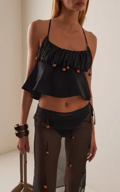 Tae Park Exclusive Beaded Ruched Silk Bralette Top | Thumbnail 2 Tae Park Exclusive Beaded Ruched Silk Bralette Top | Thumbnail 2