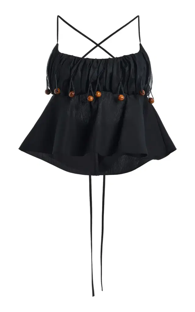 Tae Park Exclusive Beaded Ruched Silk Bralette Top
