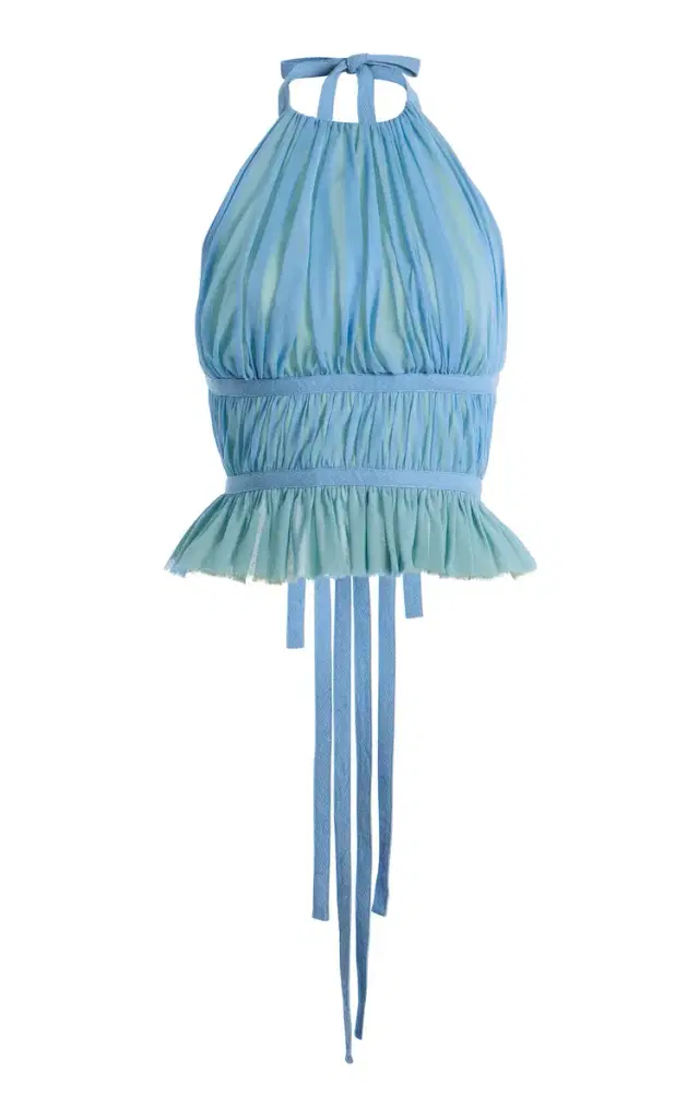 Tae Park Pleated Wrap Chiffon Top