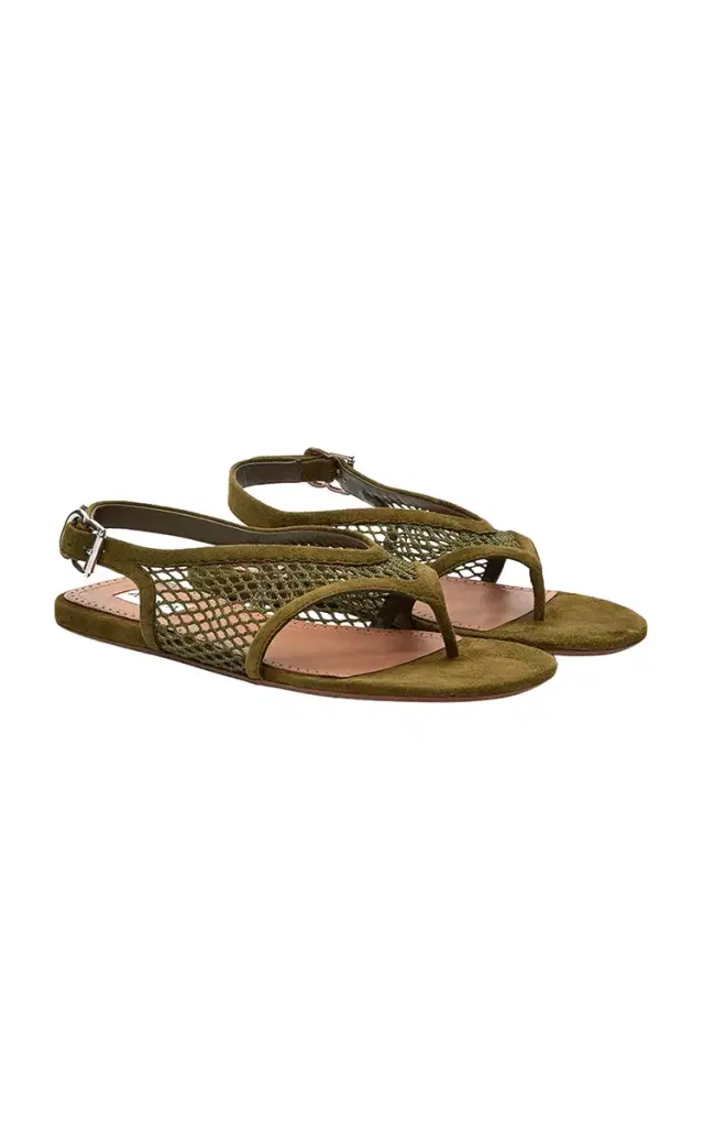 ALAÏA Fishnet and Suede Sandals