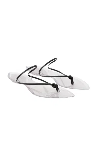 Alaïa Invisible Thong Leather-Trimmed Sandals | Thumbnail 2