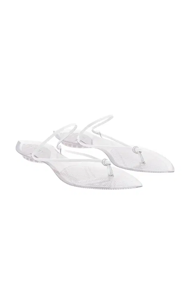 ALAÏA Invisible Thong Leather-Trimmed Sandals