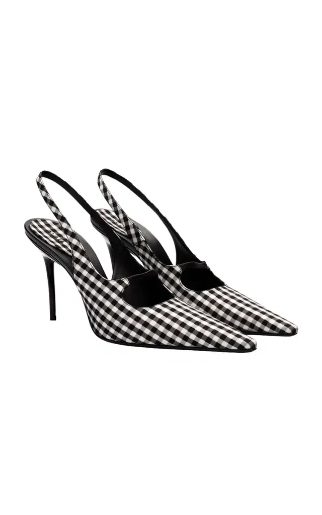 ALAÏA Drop Gingham Slingback Pumps