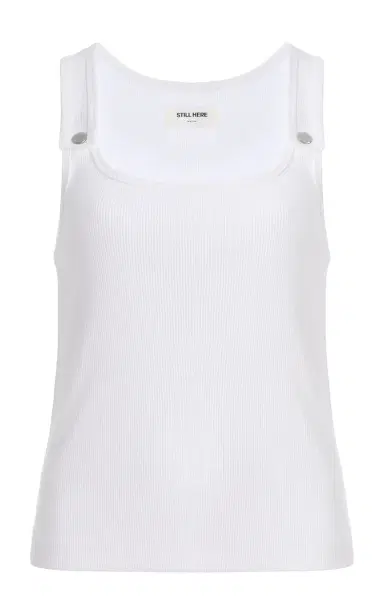 STILL HERE Snap Ribbed Cotton Tank Top | Thumbnail 6 STILL HERE Snap Ribbed Cotton Tank Top | Thumbnail 6