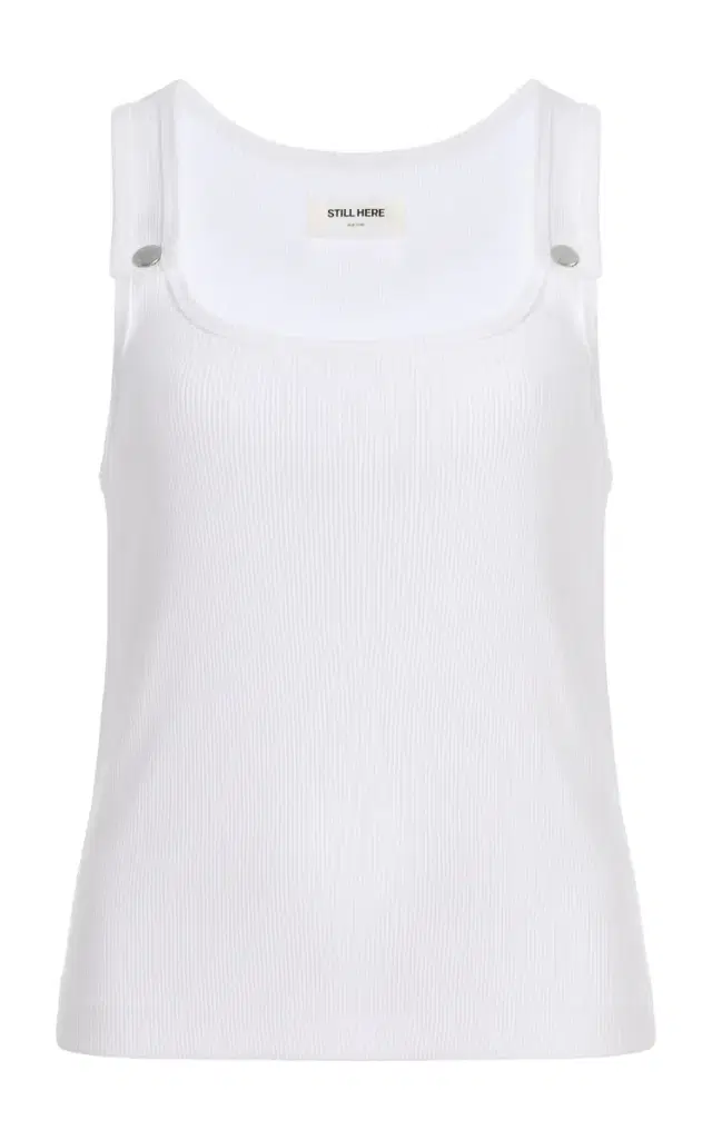 Snap Ribbed Cotton Tank Top
