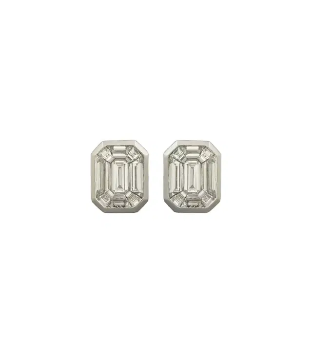 Illusion 18kt white gold earrings with diamonds