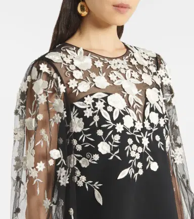 Carolina Herrera Embroidered puff-sleeve minidress | Thumbnail 3