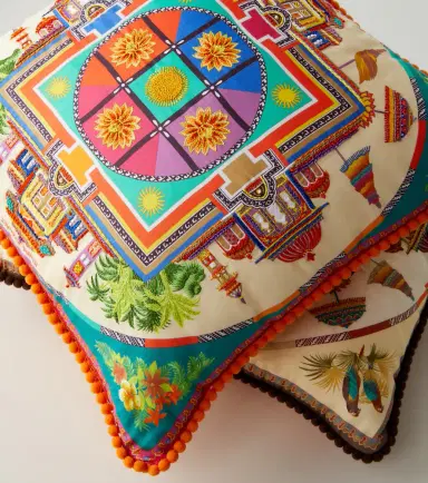Etro Shanti embroidered printed cotton cushion | Thumbnail 2