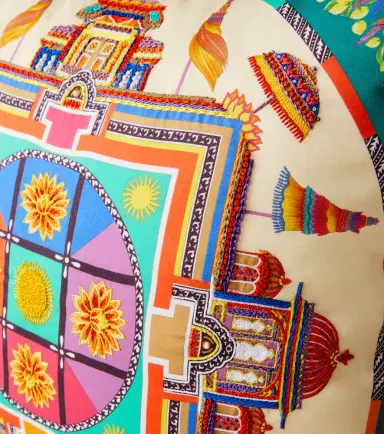 Etro Shanti embroidered printed cotton cushion | Thumbnail 3