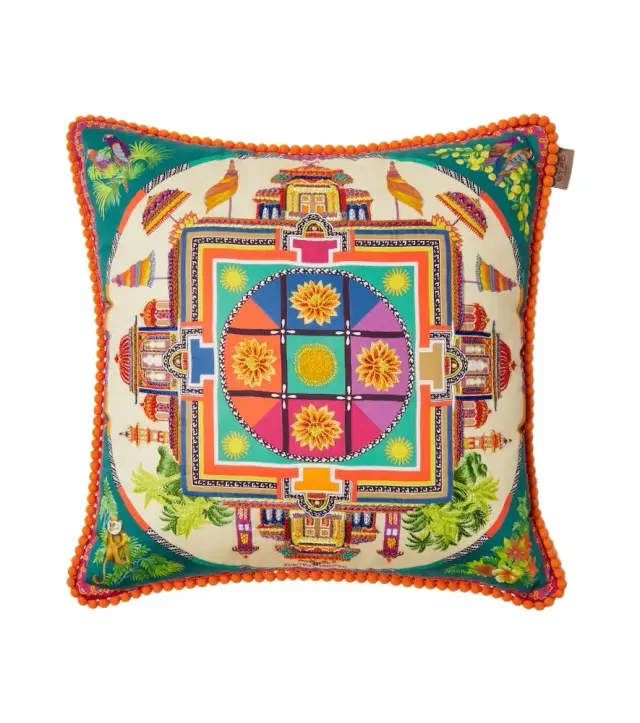 Etro Shanti embroidered printed cotton cushion