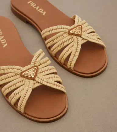 Prada Crochet raffia-effect slides | Thumbnail 2