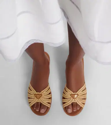 Prada Crochet raffia-effect slides | Thumbnail 6