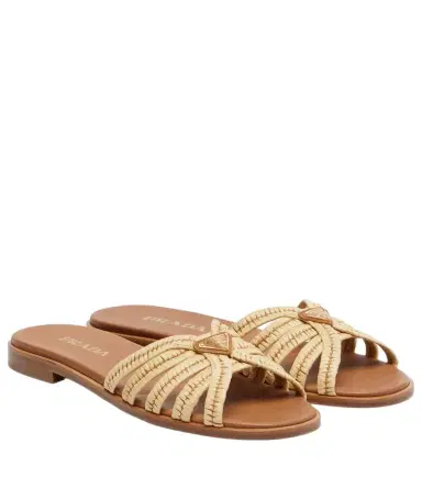 Prada Crochet raffia-effect slides | Thumbnail 1