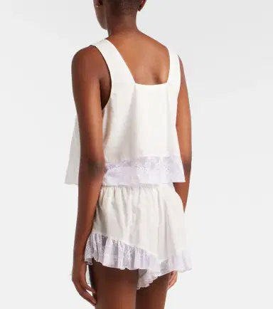 Montce Lace-trimmed cotton crop top | Thumbnail 3