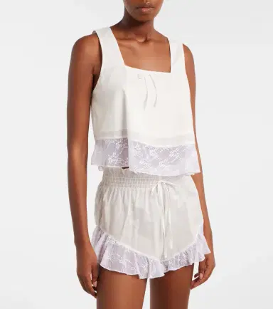 Montce Lace-trimmed cotton crop top | Thumbnail 6