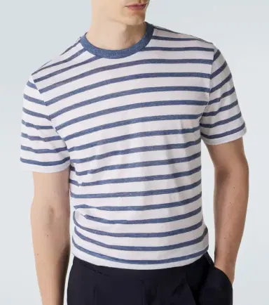 dunhill Striped linen and cotton T-shirt | Thumbnail 2