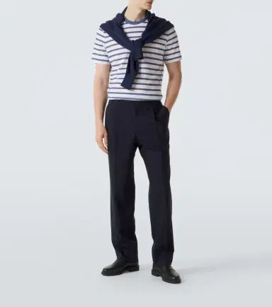 dunhill Striped linen and cotton T-shirt | Thumbnail 3