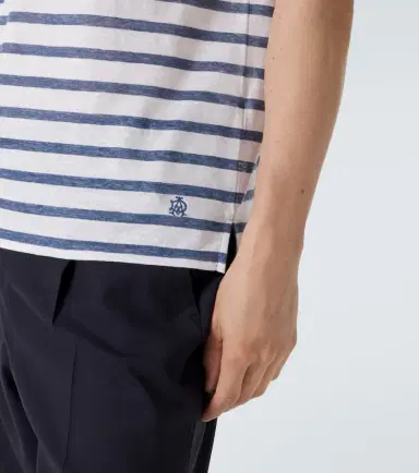 dunhill Striped linen and cotton T-shirt | Thumbnail 4