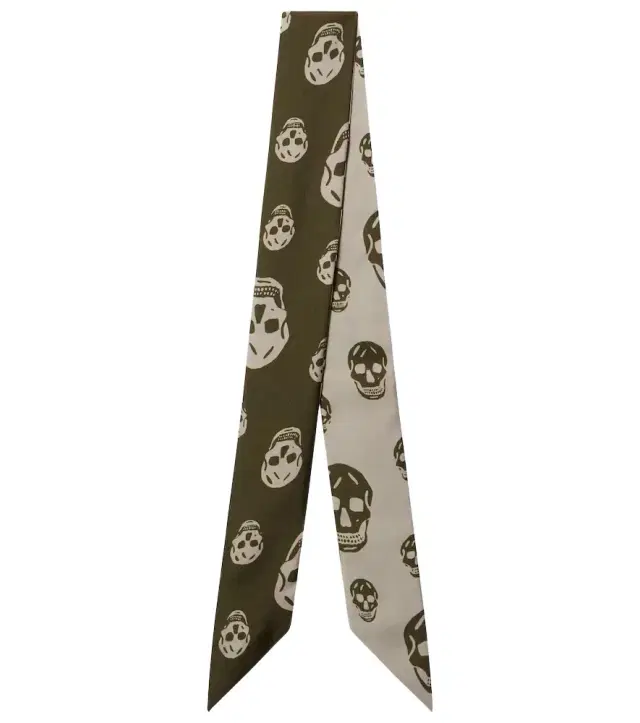 Skull silk twill scarf