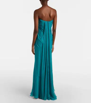 Alexander McQueen Draped silk chiffon bustier gown | Thumbnail 3 Alexander McQueen Draped silk chiffon bustier gown | Thumbnail 3