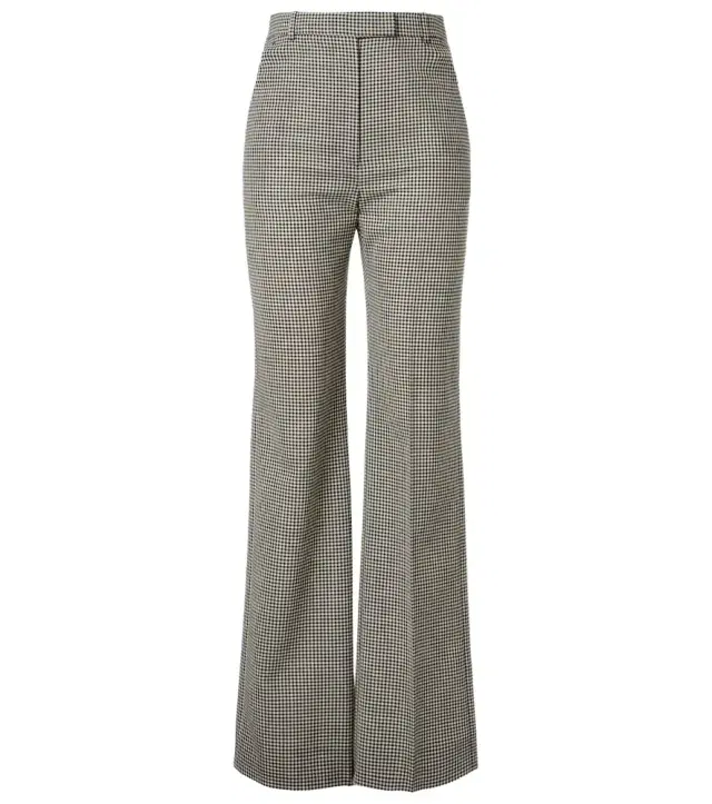 Gingham wool wide-leg pants