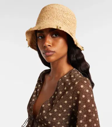 Oséree Oséree Embellished raffia bucket hat | Thumbnail 4