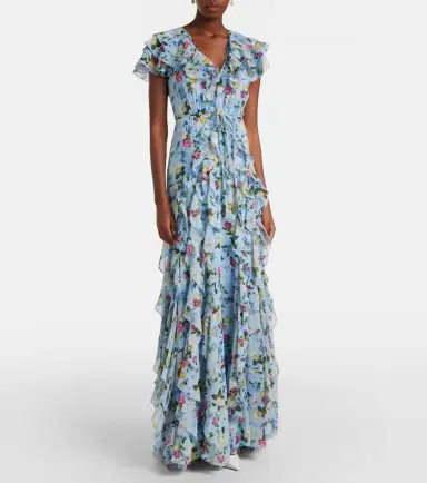Carolina Herrera Floral ruffled silk gown | Thumbnail 3