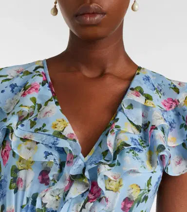 Carolina Herrera Floral ruffled silk gown | Thumbnail 6