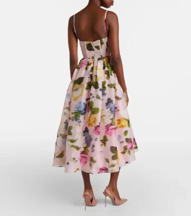 Carolina Herrera Floral linen and silk midi dress | Thumbnail 2 Carolina Herrera Floral linen and silk midi dress | Thumbnail 2