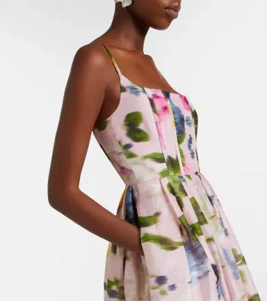 Carolina Herrera Floral linen and silk midi dress | Thumbnail 4 Carolina Herrera Floral linen and silk midi dress | Thumbnail 4