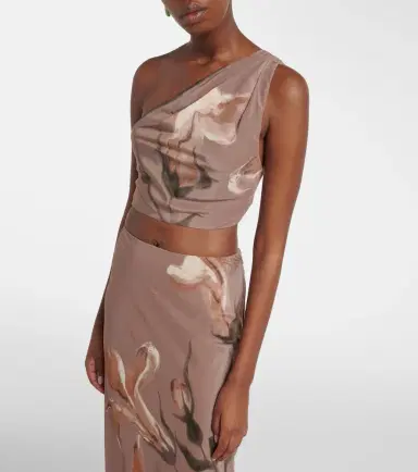 SIR Azaliea floral silk crop top | Thumbnail 4