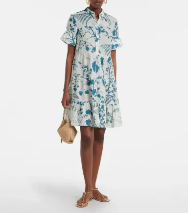 Erdem Floral tiered cotton and linen minidress | Thumbnail 3 Erdem Floral tiered cotton and linen minidress | Thumbnail 3