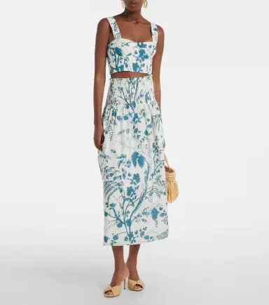 Erdem Floral cotton and linen crop top | Thumbnail 2 Erdem Floral cotton and linen crop top | Thumbnail 2