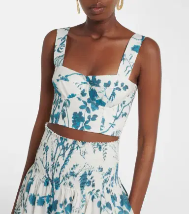 Erdem Floral cotton and linen crop top | Thumbnail 3 Erdem Floral cotton and linen crop top | Thumbnail 3