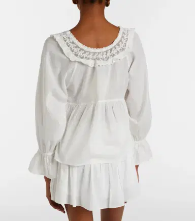 Posse Danielle lace-trimmed cotton blouse | Thumbnail 5