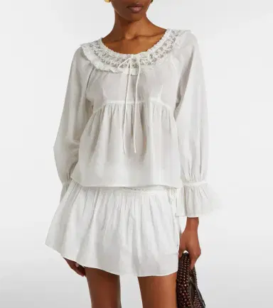 Posse Danielle lace-trimmed cotton blouse | Thumbnail 6
