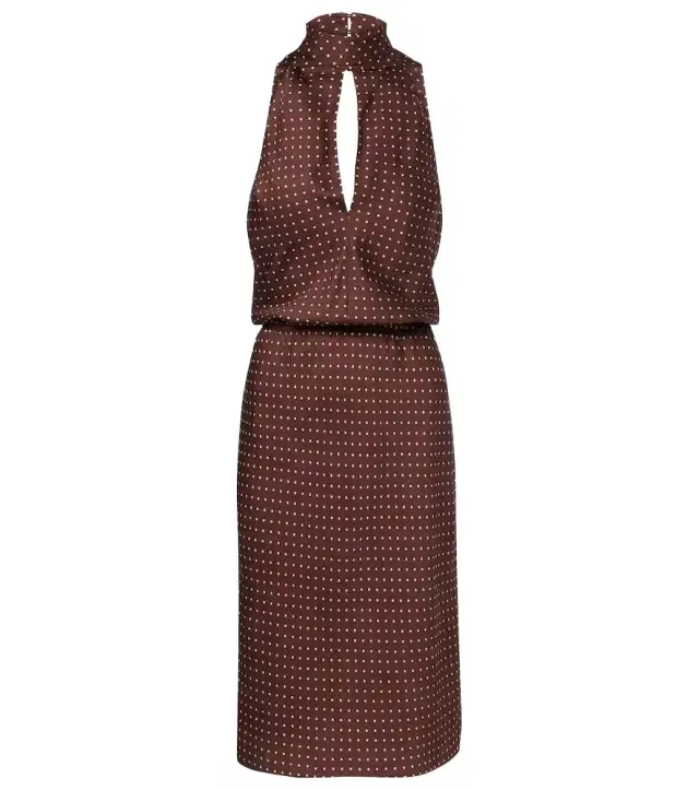 Phoebe polka-dot halterneck midi dress