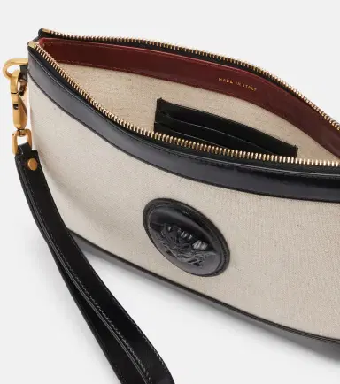 Versace Rivière leather-trimmed canvas pouch | Thumbnail 2
