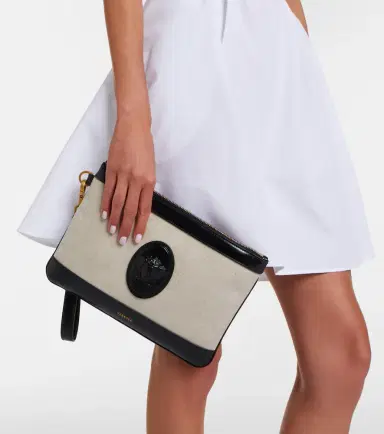 Versace Rivière leather-trimmed canvas pouch | Thumbnail 5