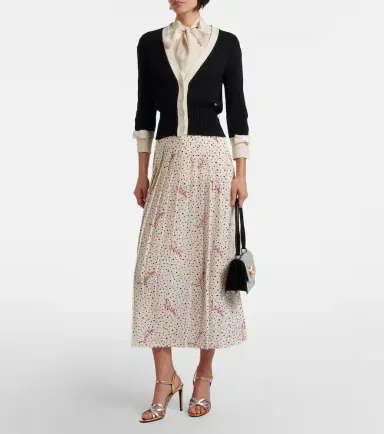 Valentino Polka-dot silk crêpe de chine midi skirt | Thumbnail 3 Valentino Polka-dot silk crêpe de chine midi skirt | Thumbnail 3