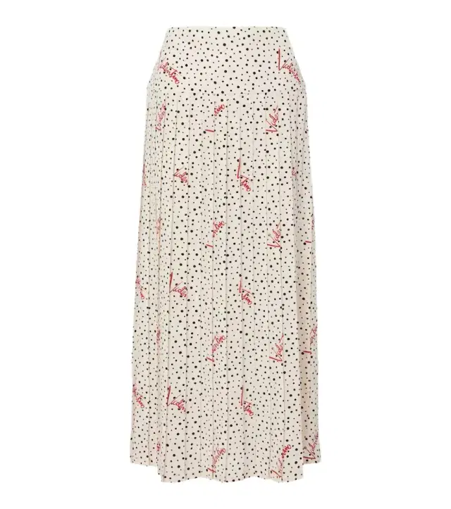 Valentino Polka-dot silk crêpe de chine midi skirt