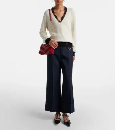 Valentino VGold Crepe Couture wide-leg pants | Thumbnail 3