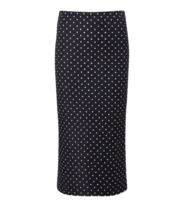 Max Mara Polka-dot jersey midi skirt