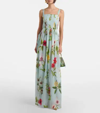 Oscar de la Renta Belted floral voile maxi dress | Thumbnail 2