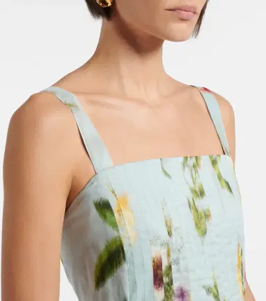 Oscar de la Renta Belted floral voile maxi dress | Thumbnail 6