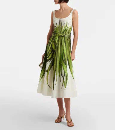 Oscar de la Renta Printed cotton-blend poplin midi dress | Thumbnail 6