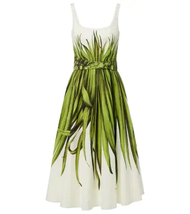 Oscar de la Renta Printed cotton-blend poplin midi dress | Thumbnail 1