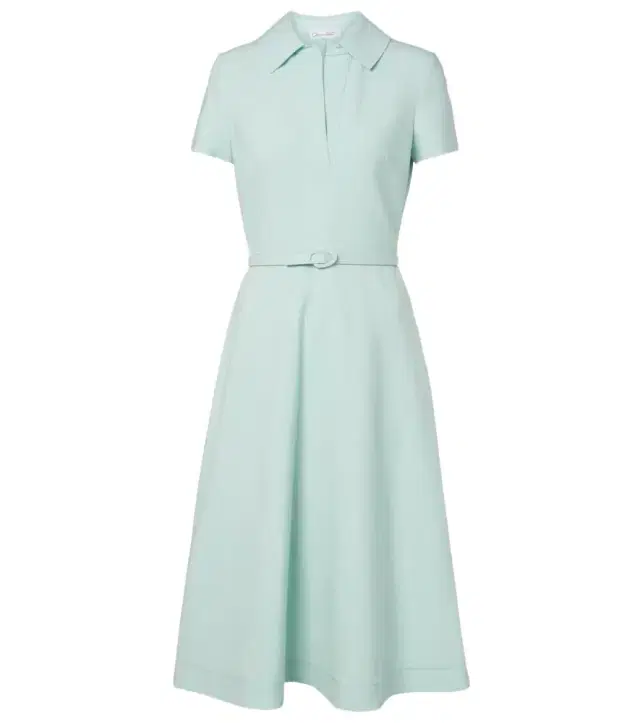 Belted wool-blend midi dress